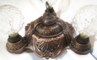 Stunning Antique Art Deco Flush Mount Ceiling Fixture -3 Lite Bronze copper Tone