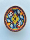 Huichol Folk Art Beaded Gourd Coconut Shell 4  Trinket Bowl Dish