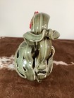 Vintage Green Ceramic Chicken Country Folk Art 9   