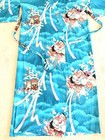 Japanese Kimono Yukata Robe Women M Blue Peony Cherry Blossom Made In Japan Cott