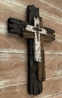 Top Brass Decorative Wall Cross - Rustic Multi Layered Weathered Wood Look Spiri