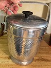Vintage Made In Italy Hammered Aluminum Ice Bucket With Handle Mcm
