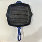 Le Creuset  26 Blue Enameled Cast Iron Square Grill Pan Skillet Made In France