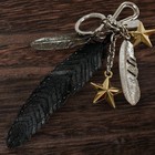 Coach Feather Star Charm Key Ring Bag Accessory Black Silver Gold Leather Auth