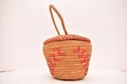Atq Northwest Coast Native American Indian Inuit Yupik Lid Basket W Woven Handle