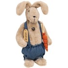 New Primitive Bunny Rabbit Doll Grungy Overall Rustic 7 5 wx18 tx5 d Plush