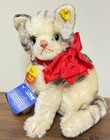 Steiff Plush Toy 2780 22 Susi Cat Baby Kitten German Green Eyes Red Bow 8 