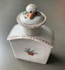 Antique 18th Century Chinese Export Porcelain Tea Caddy Floral-original Lid