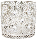 Bath   Body Works Candle Holder Large 3 Wick Metal Silver Gems Rhinestones New