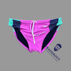 Speedo Men Purple Colorblock Beach Diving 2  Swim Brief Bikini Swimwear Size 34