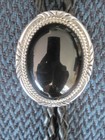 Native American Navajo Sterling Onyx Bolo Tie Hallmarked
