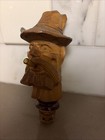 German Hand Carved Wood Cork Wine Bottle Stopper
