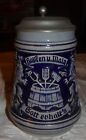 Vintage German Stoneware Pottery Gray Blue Salt Glazed Beer Stein