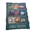 Riddle   Cockrell Celebrate Orchids Woven Tapestry Throw Blanket Afghan 65 x49 