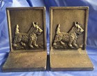 Antique Bradley   Hubbard H b Cast Iron Scottie Terrier Dog Bookends Old Estate 