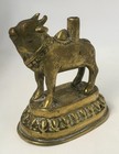 Antique Indian Brass Nandi Bull Devotional Socketed Ritual Figure 3 5 Inch