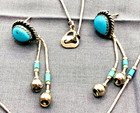 Vtg  Quoc Turquoise Liquid Silver   Turquoise Necklace And Post Dangle Earrings