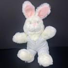 2 Vintage Enesco Boy   Girl White Bunny Rabbit Plush Easter Stuffed Animal Dolls