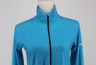Nike Pro Top Womens Large Dri Fit Hyperwarm Training Blue Polka Dot 1 2 Zip New