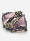 Antique Art Nouveau Brooch Pin Faceted Czech Purple Amethyst Glass C Clasp