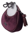 Coach Mini Carmen Bag Charm Keychain Gunmetal Burgundy Velvet Leather Ccf19 New
