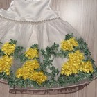 American Princess Dress Baby Girls 9m Ivory Floral Tulle Pearl Party Wedding Euc