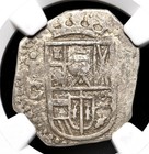 Colonial Spain  Philip Iii  1598-1621  Silver Cob 2 Reales  Toledo  Ngc Vf20