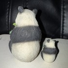 Vintage Stone Critters Panda Mom And Baby W bamboo Adorable 