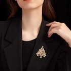 Crystal Christmas Tree Brooch - Vintage Pearl Pin   Unisex Holiday Gift