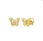 Kids Earrings  14k Gold Plated Gold Butterfly Studs