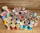 Vintage Lot Coats   Clark  Talon  Belding Corticelli 38 Wooden Spools Thread  