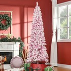 7 5ft Tall Unlit Snow Flocked Artificial Christmas Tree Slim Pencil Xmas Holiday