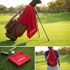 Titleist Red Waffle Weave Golf Towel Ball club Cleaning Microfiber Cloth