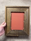 Vintage Mid Century Woodgrain Frame With A Burlap Or  grasscloth  Mat