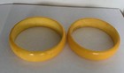 2 Vintage Bakelite Bangle Bracelets In Marbled Yellow butterscotch Color