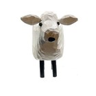 Vintage Carved Wood White Sheep Lamb Ewe Hand Made Hand-painted Signed