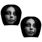 2pcs Car Scary Mask Face Headrest Cover Costume Front Seat Protector Decoration