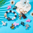 12pcs Cross Silicone Focal Beads For Pens Leopard Cross Shaped Beads Characters