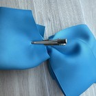 2- 7 Inch Deluxe Grosgrain Hair Bow Clip For Woman And Girls Green And Blue