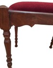 Vintage Carved Wood Vanity Bench  Seat  foot Stool  chair- Red Velvet Cushion
