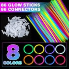 86 Pcs Ultra Bright Glow Sticks  8 Inch Glow Sticks Bulk Party Pack  Light Up St