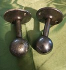 2 Vtg Nickel Brass Art Deco Glass Towel Rod Bar Ends Holders Brackets 