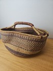 Large Handwoven African Market Basket Leather Handle Woven Storage 16   