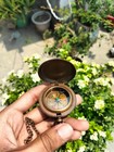 Handcrafted Brass Pocket Compass - Nautical Anchor Engraved Vintage Style Gift
