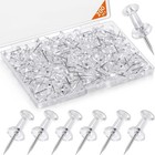200 Pcs Push Pins Tacks  Thumb Tacks For Wall  Clear Plastic Head  Steel Point 