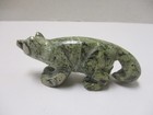Zuni Fetish Serpentine Stone Bear W  Turquoise Eyes