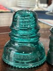 Vintage Hemingray No  40 Teal Glass Insulator   No  13 Teal Glass Insulator