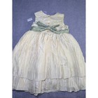 Champagne Crinkle Taffeta Flower Girl Dress Sage Green Sash Pink Floral Kids