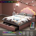 Twin Full Upholstered Bed Frame W  Storage Drawer   Led Headboard For Kids girls