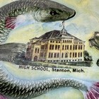 Stanton Michigan Mi Antique High School Souvenir Fish Trinket Dish Plate